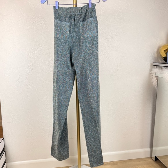 NWT Lanvin Paris Metallic Knit Joggers Blue Gold Lavender M - Picture 4 of 12